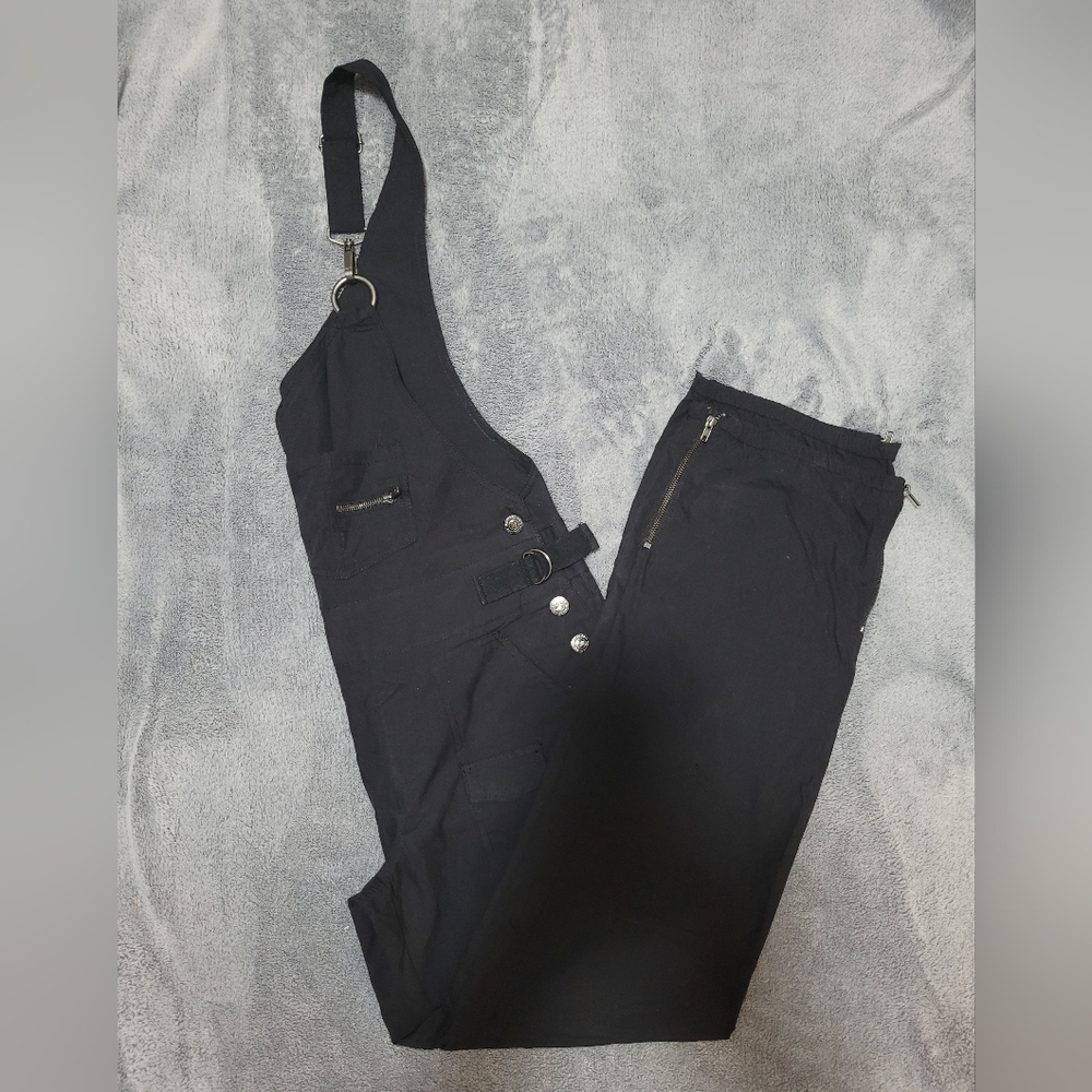 Misdemeanor Black Utility One Shoulder Overalls Sz Small